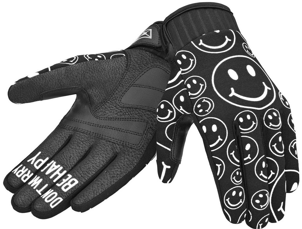 Cortech Standard Issue Happy Faces Mens Motorcycle Gloves Black/White