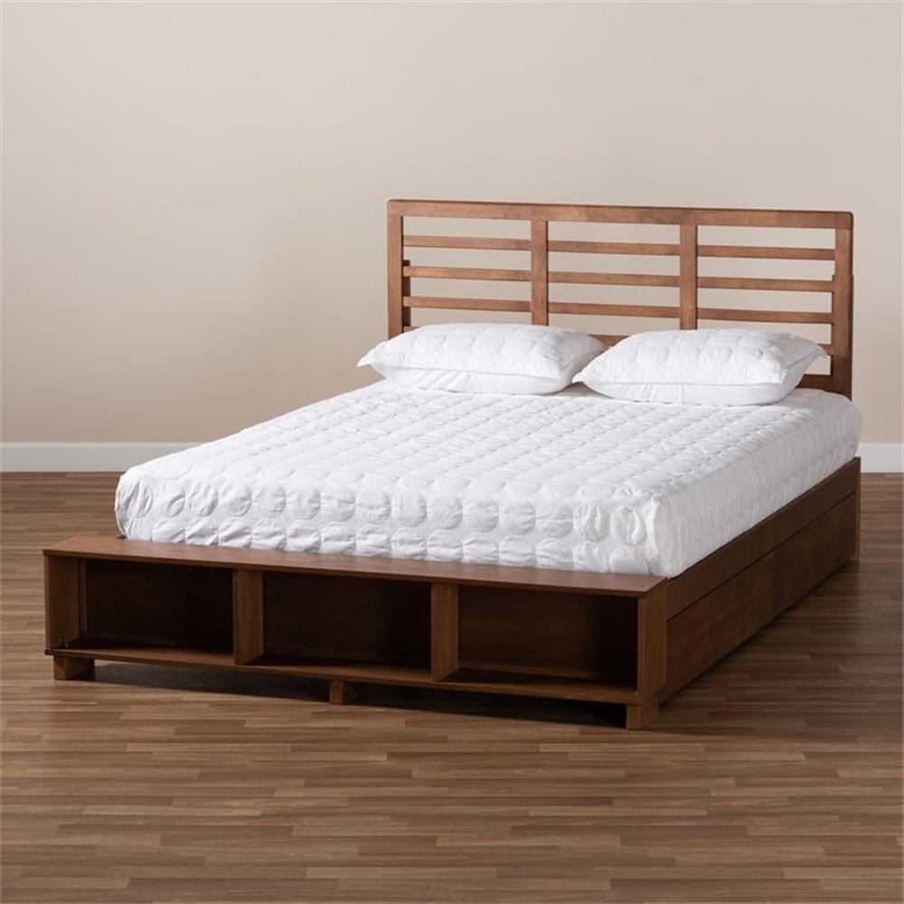 Baxton Studio Brown Finished Wood 4-Drawer Full Size Platform Storage Bed