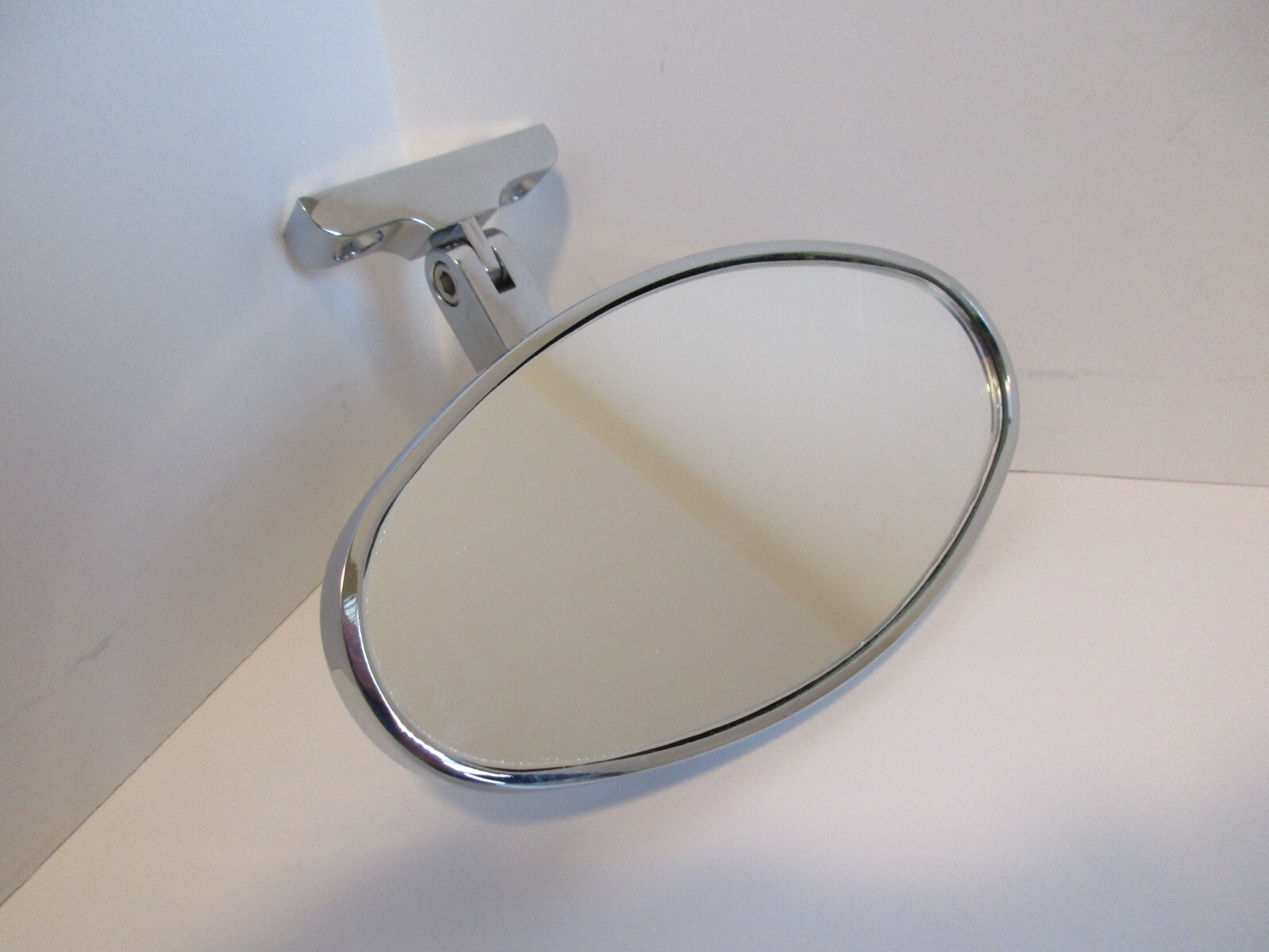 CHROME REAR VIEW MIRROR OVAL BOLT ON UNIVERSAL CUSTOM CLASSIC HOT ROD #6616