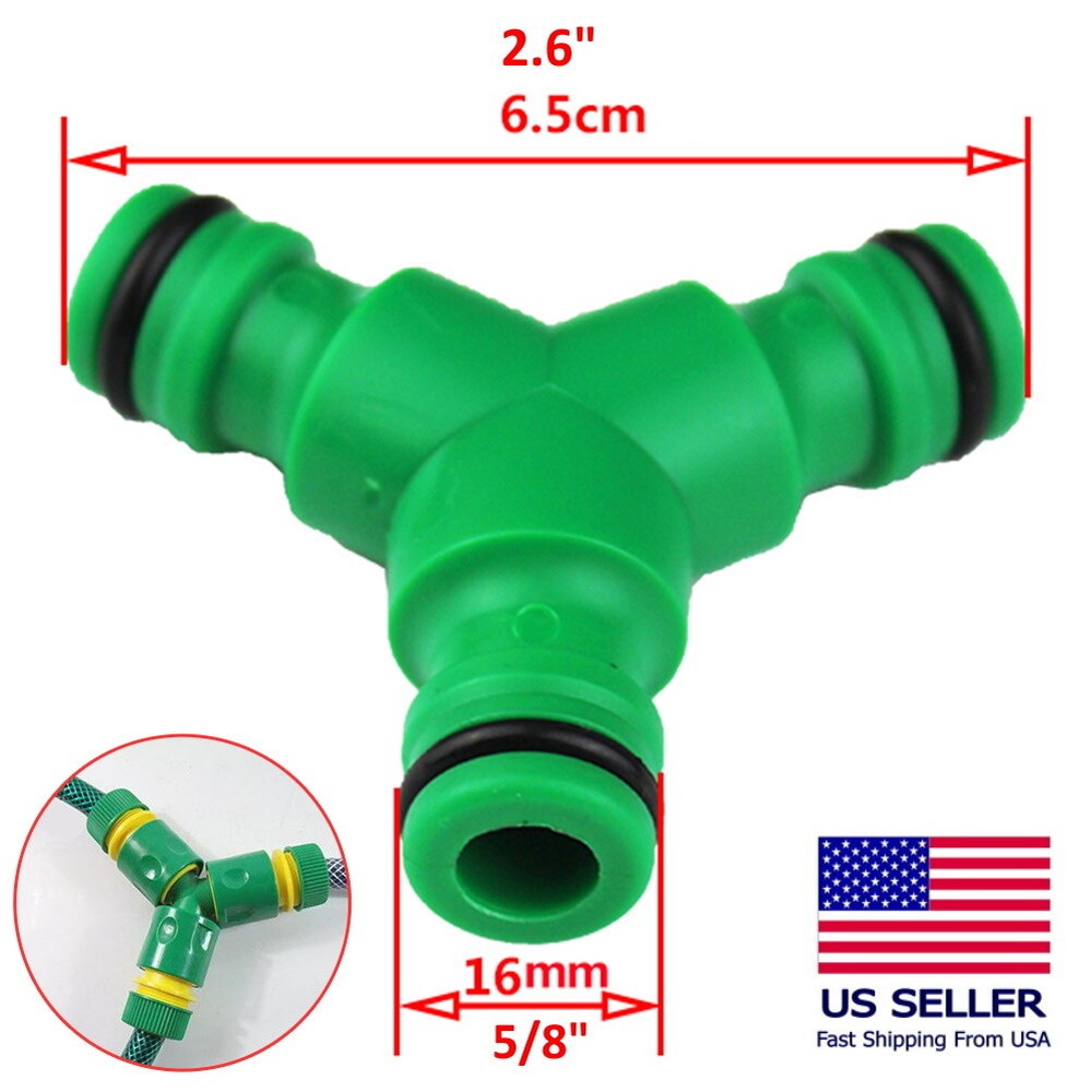 1x Three-Way Split Quick Connector 5/8"  16mm Barbed Irrigation Coupling Adaptor