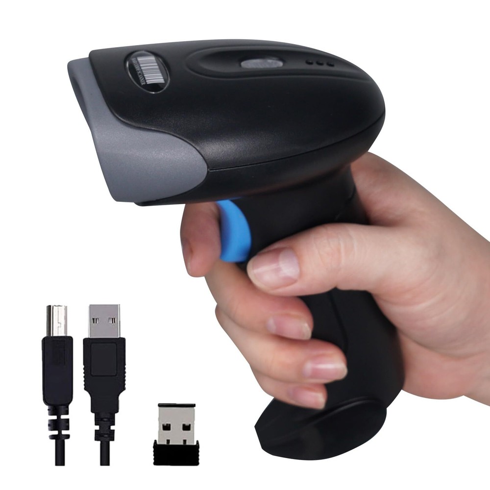1D 2D QR Barcode Scanner Wireless Handheld Cordless Bar Codes Reader with 200...
