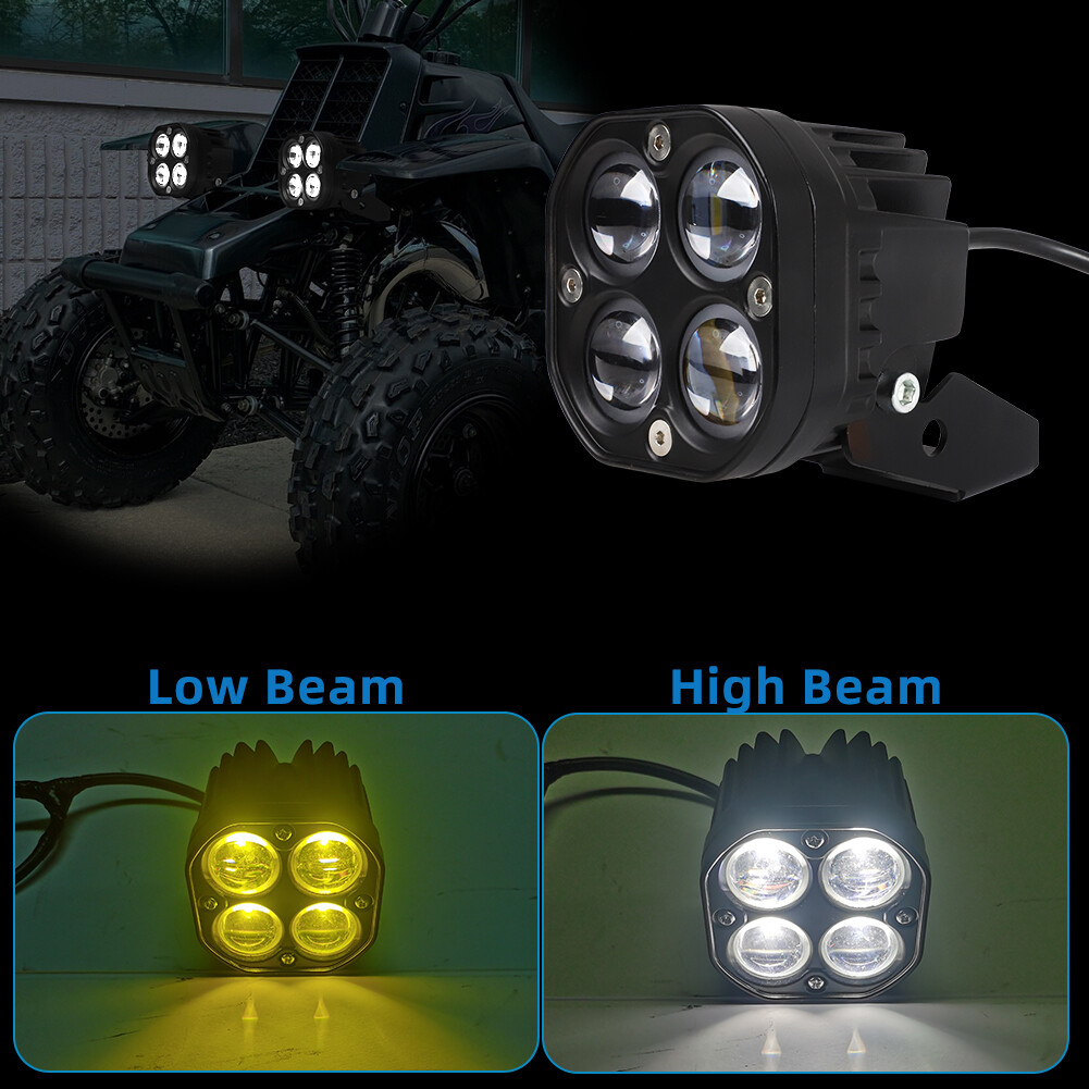 Pair LED Headlights Kit Lens Lights For Yamaha Banshee /Warrior 350 YFZ350 ATV