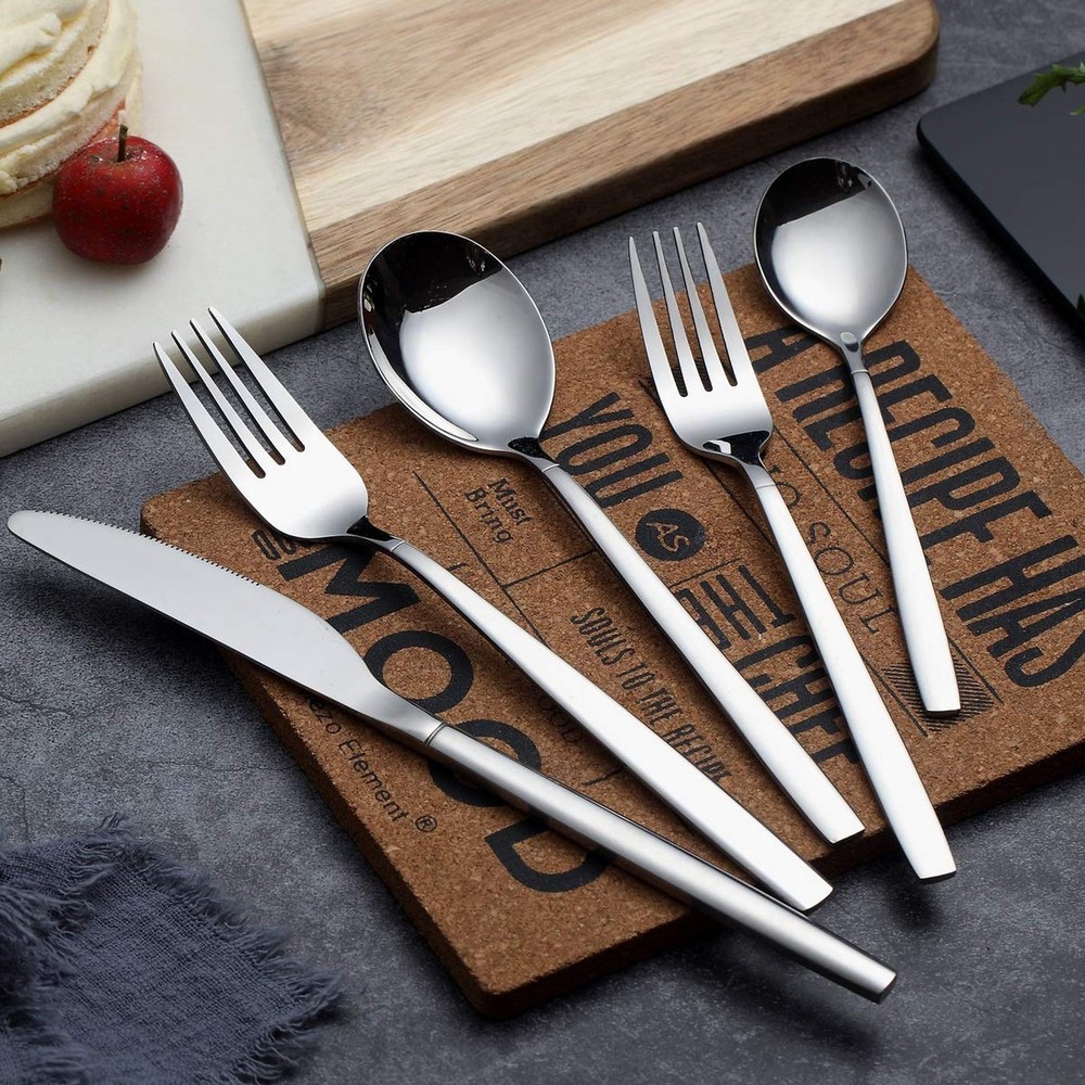 Berglander Flatware Set 20 Pieces, Stainless Steel Flatware Set, Silverware S...