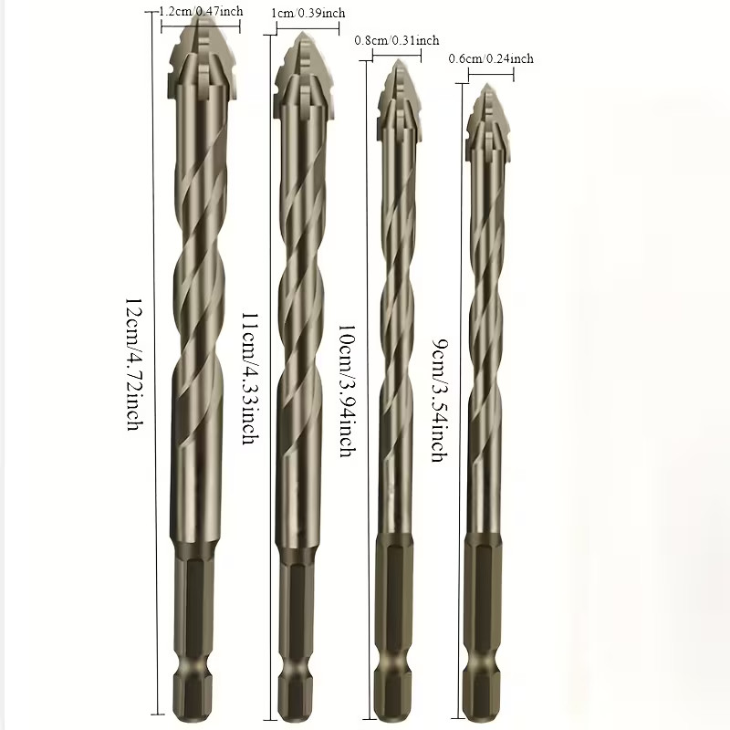 Heavy Duty Cement Drill Bit Set (4/8 pieces) - Suitable for construction