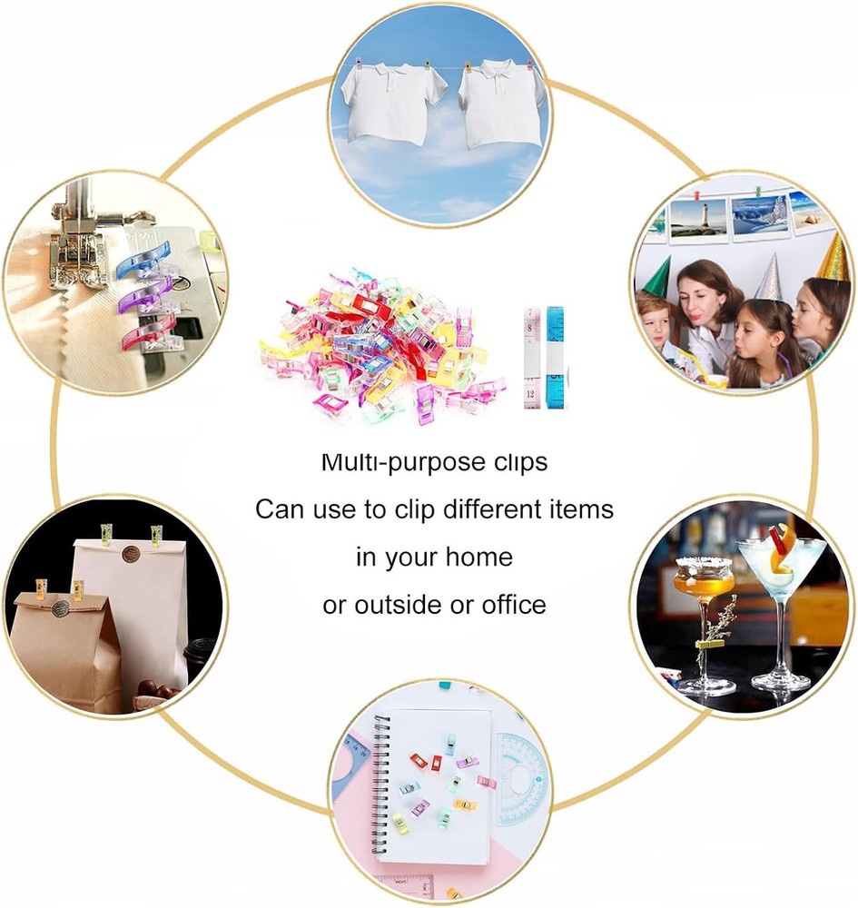 Premium Plastic Clips, Multipurpose Sewing Clips Premium Quilting Clips Assorted