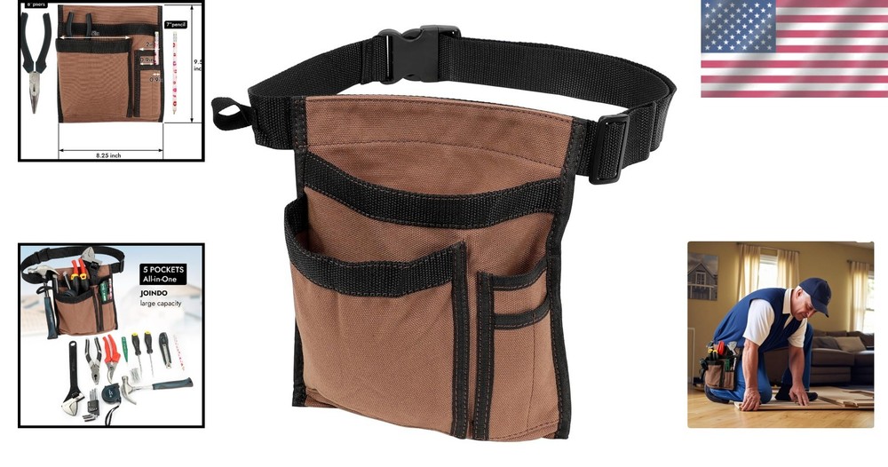 Durable 5-Pocket Canvas Tool Belt for Men