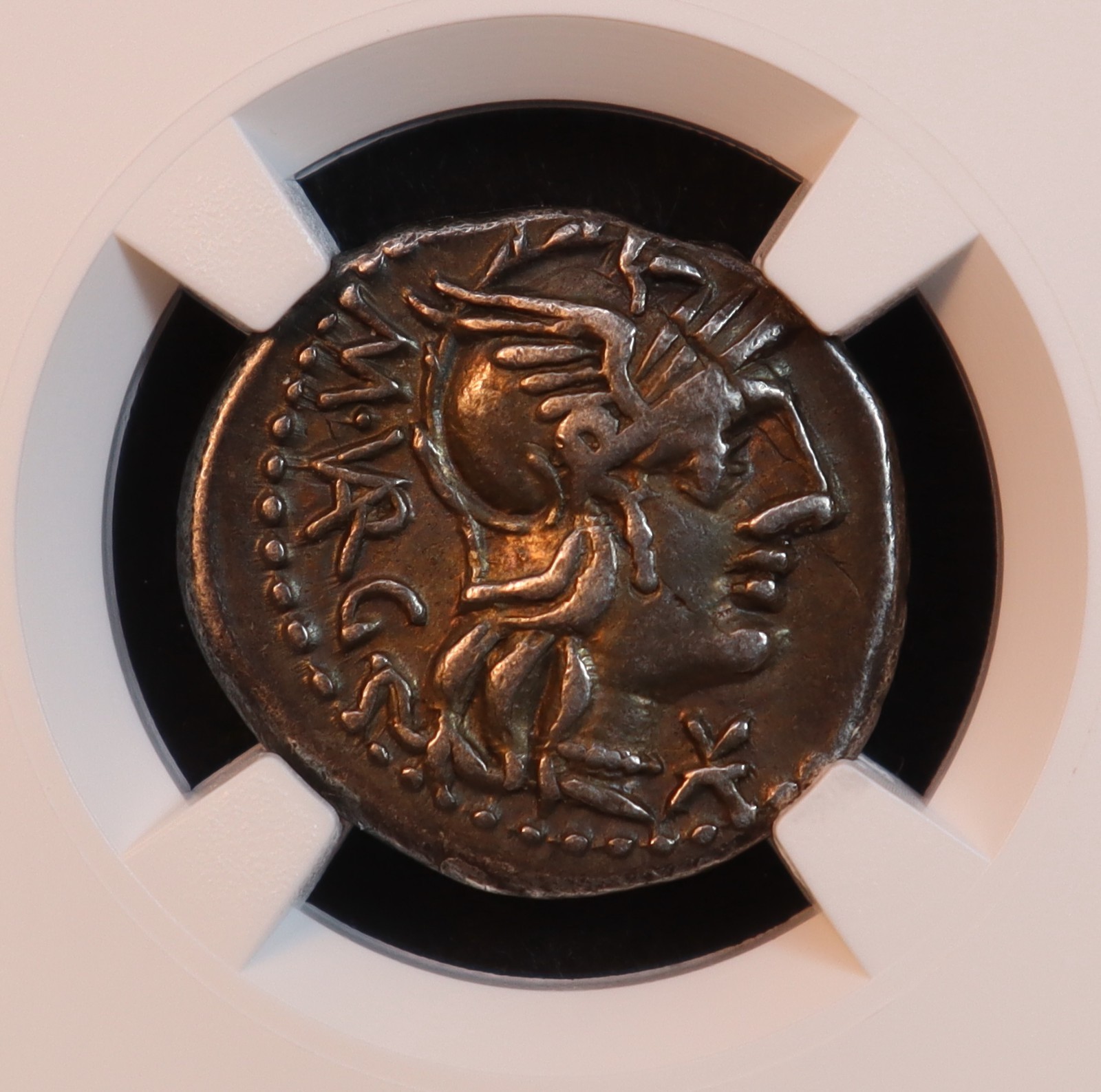 Roman Republic Vargunteius Denarius (130 BC) - NGC Ch. VF! Exquisite 5/5 Strike!