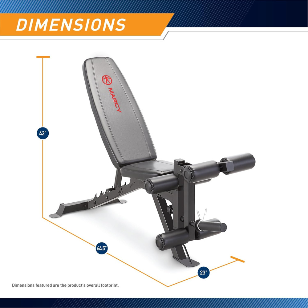 Marcy Adjustable 6 Position Utility Bench with Leg Developer and High Density Fo