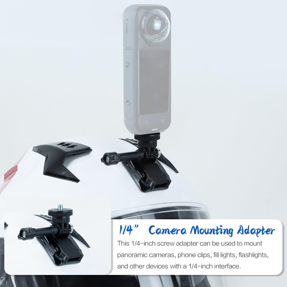 Helmet Motorcycle Windshield Adhesive Bracket Mount. Chest Strap Head Backpac...