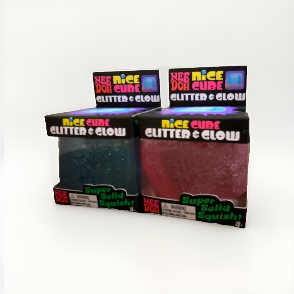 Needoh Nice Cube Glitter & Glow  2 pack(pink & blue)