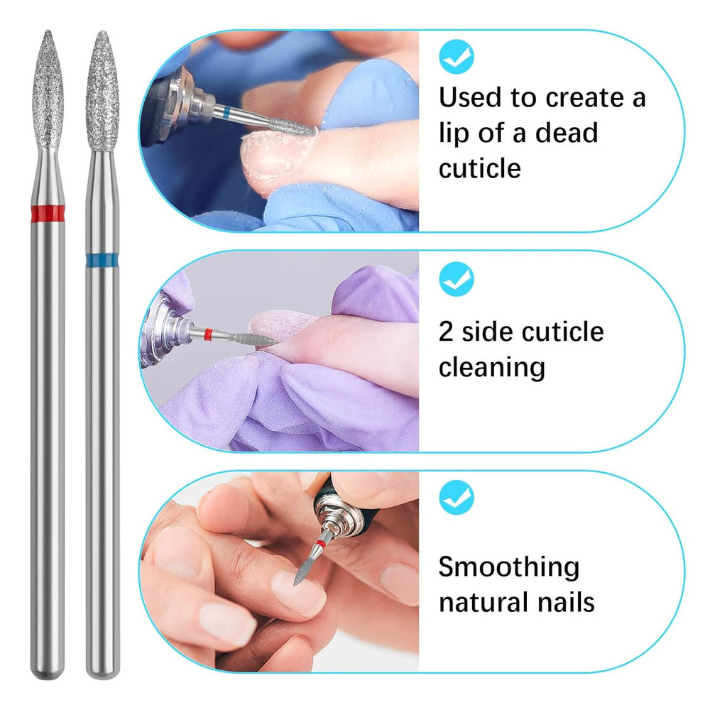 Cuticle Drill Bit,Nail Drill Bits Flame Cuticle Clean Drill Bit for 3/32''Electr
