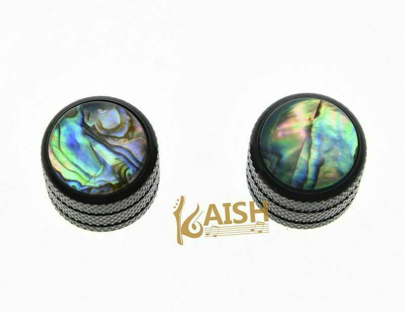 KAISH 2pcs Black Push On 6mm Guitar Abalone Top Dome Knobs Bass Tele Knobs