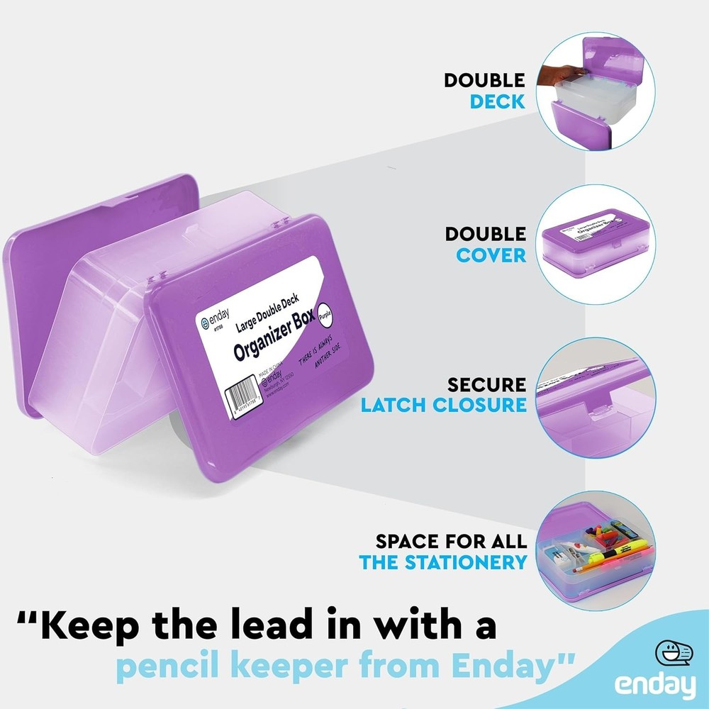 Double Deck Large Pencil Box Purple
