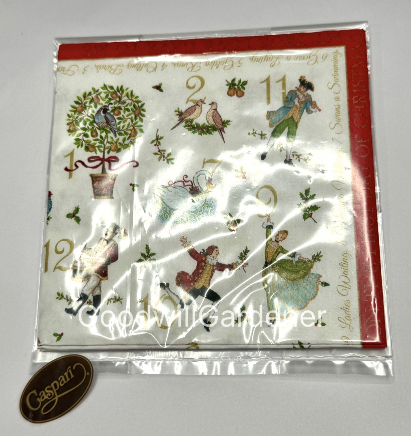 Twelve 12 Days of Christmas COCKTAIL Napkins Caspari Ornament Oyster Decoupage