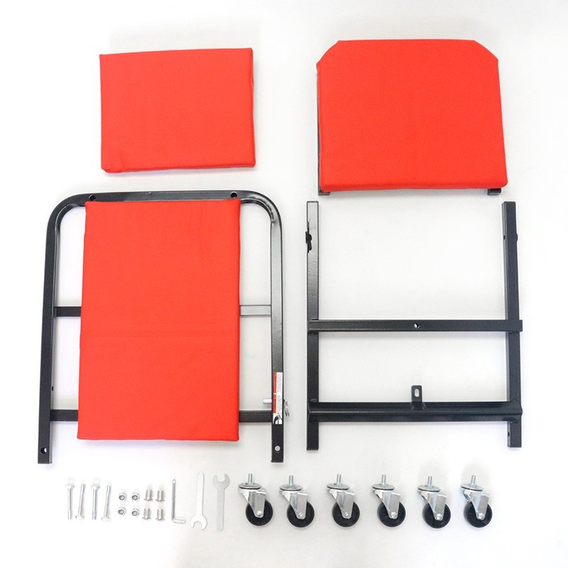 36" Z-Type Mechanic Creeper Seat Foldable 2-in-1 Garage Stool w/6 Wheels Red