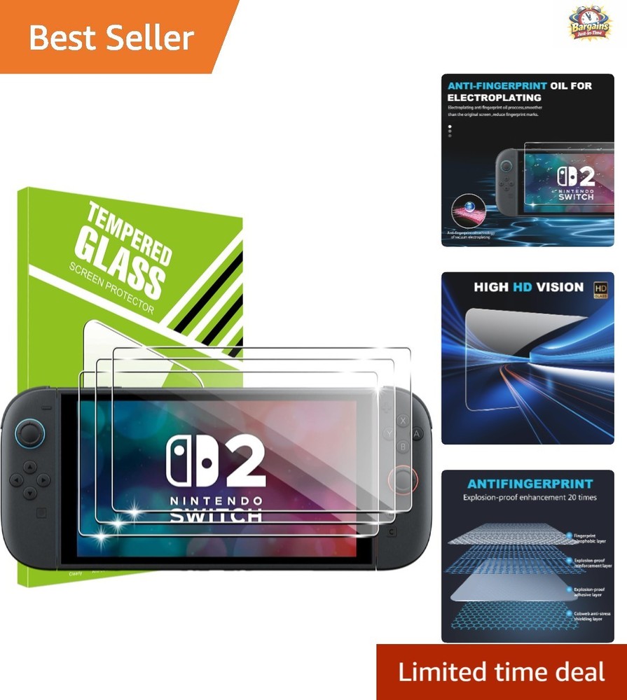 Ultimate NS Switch 2 Screen Protector - 9H Tempered Glass, Anti-Scratch 3 Pack