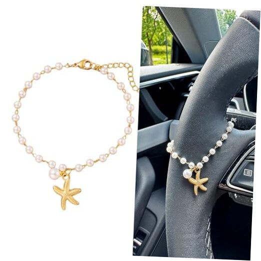 Steering Wheel Charm Accessory Peral Pendant Car Decor Rearview Mirror Starfish