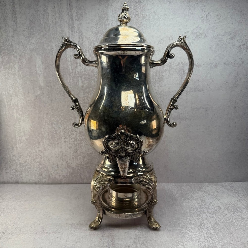 Antique 1883 FB Rogers Silver CO Tea Urn Pot Neiman Marcus Silver-plated 4 Set