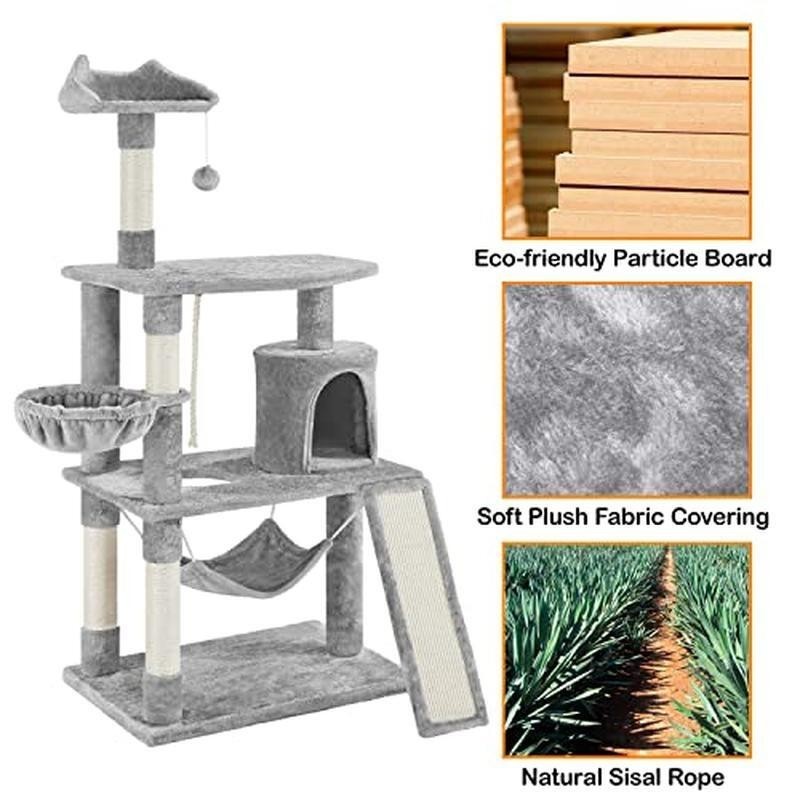 63.5in Multi-Level Cat Tree Tower Condo with Scratching Posts Platform & Hammock