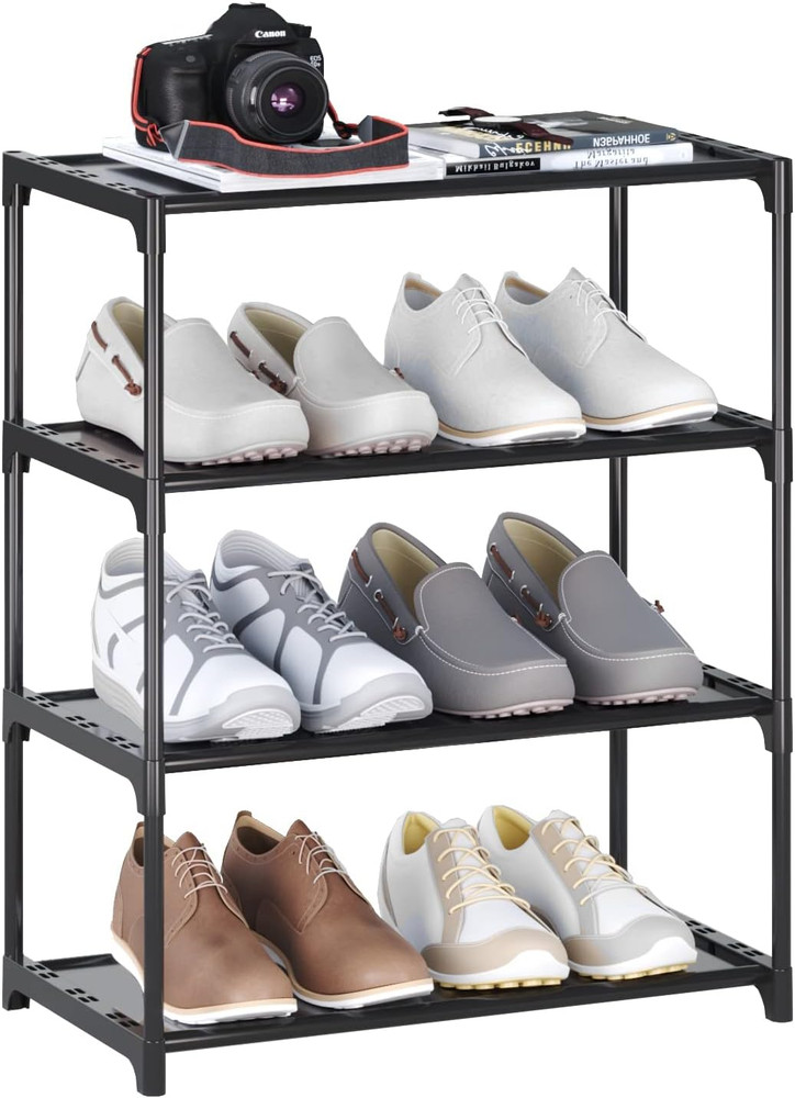 4-Tier Small Shoe Rack .Stackable Shoe Shelf Storage Organizer for Entryway Hall