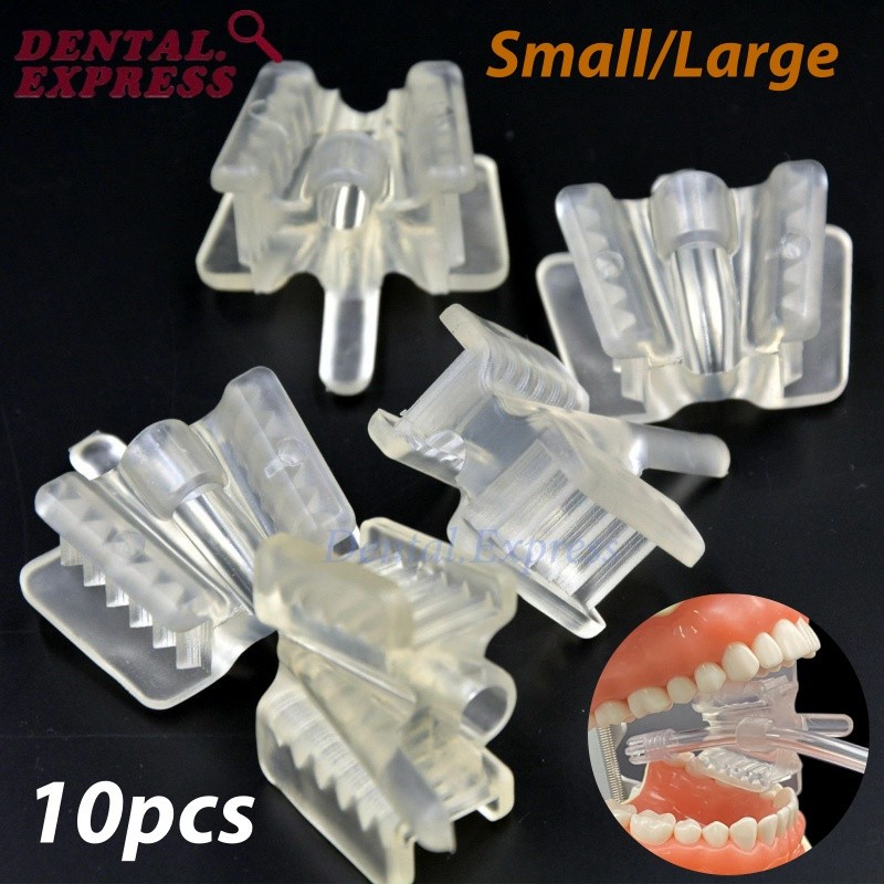 Dental Clear Bite Block Rubber Mouth Props Opener Saliva Ejector Suction tube