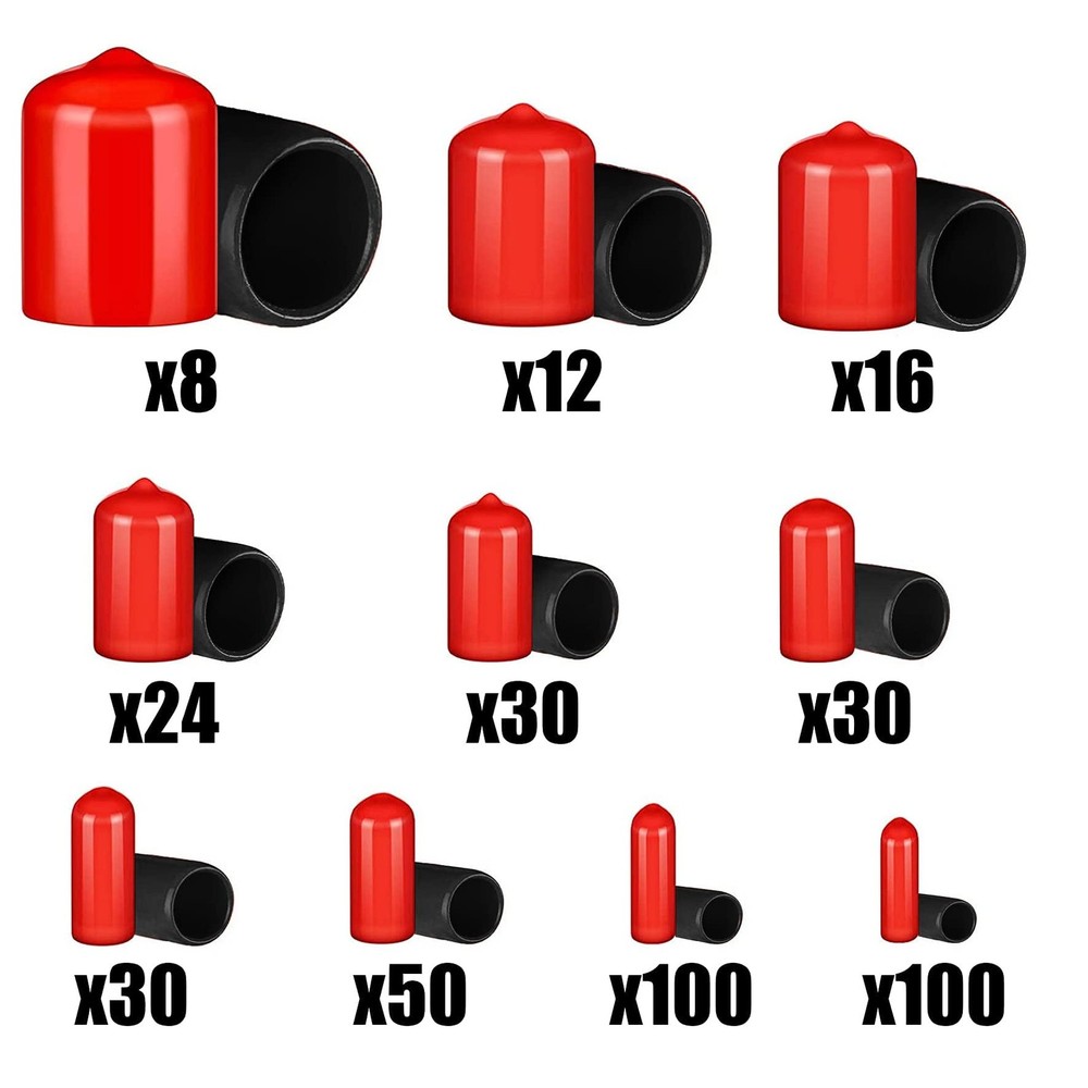 INKNOTE 400 PCS Round Vinyl Flexible End Caps Bolt Screw Rubber Thread...