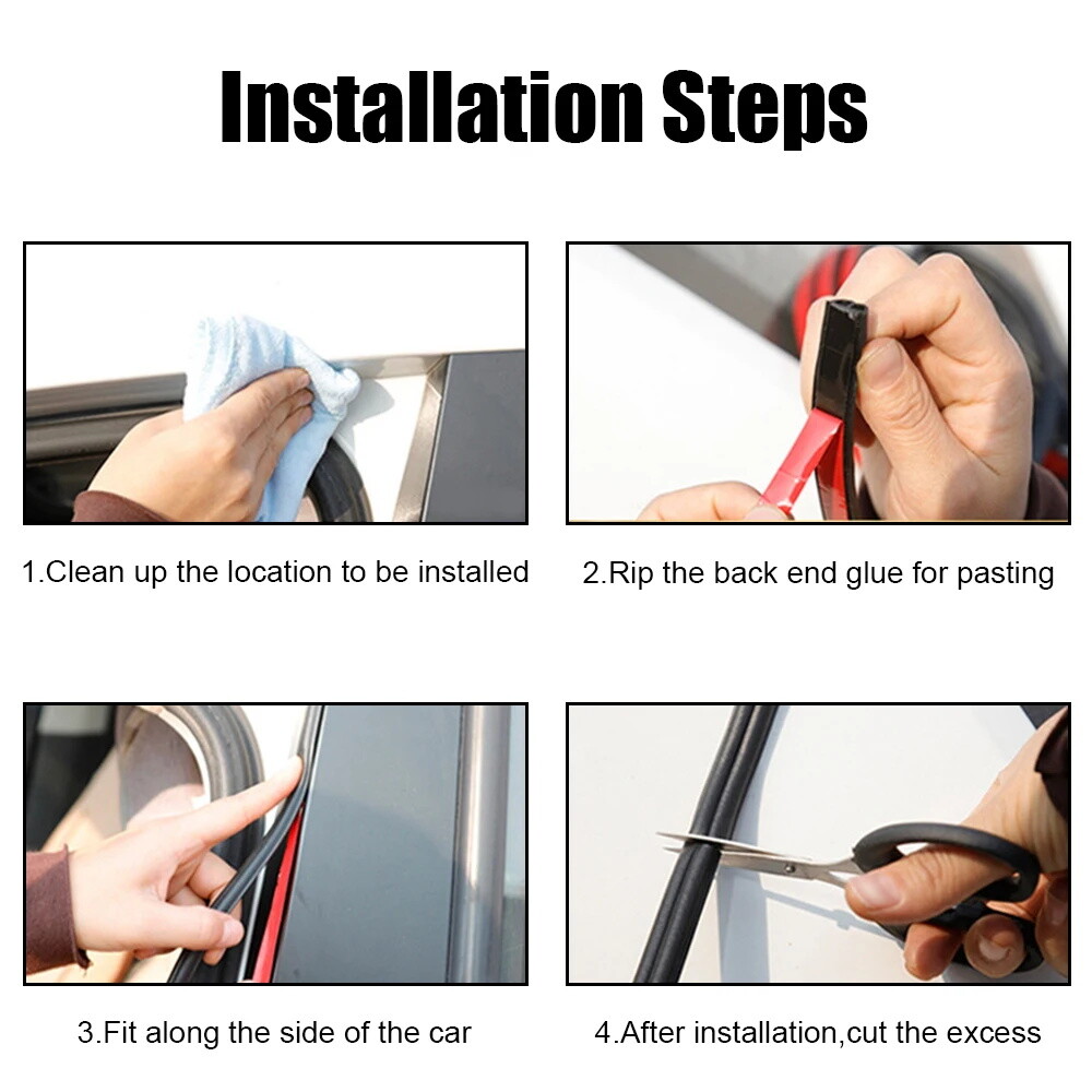 2X B Pillar Car Door Edge Weatherstrip Soundproof Rubber Seal Strip For Chevy