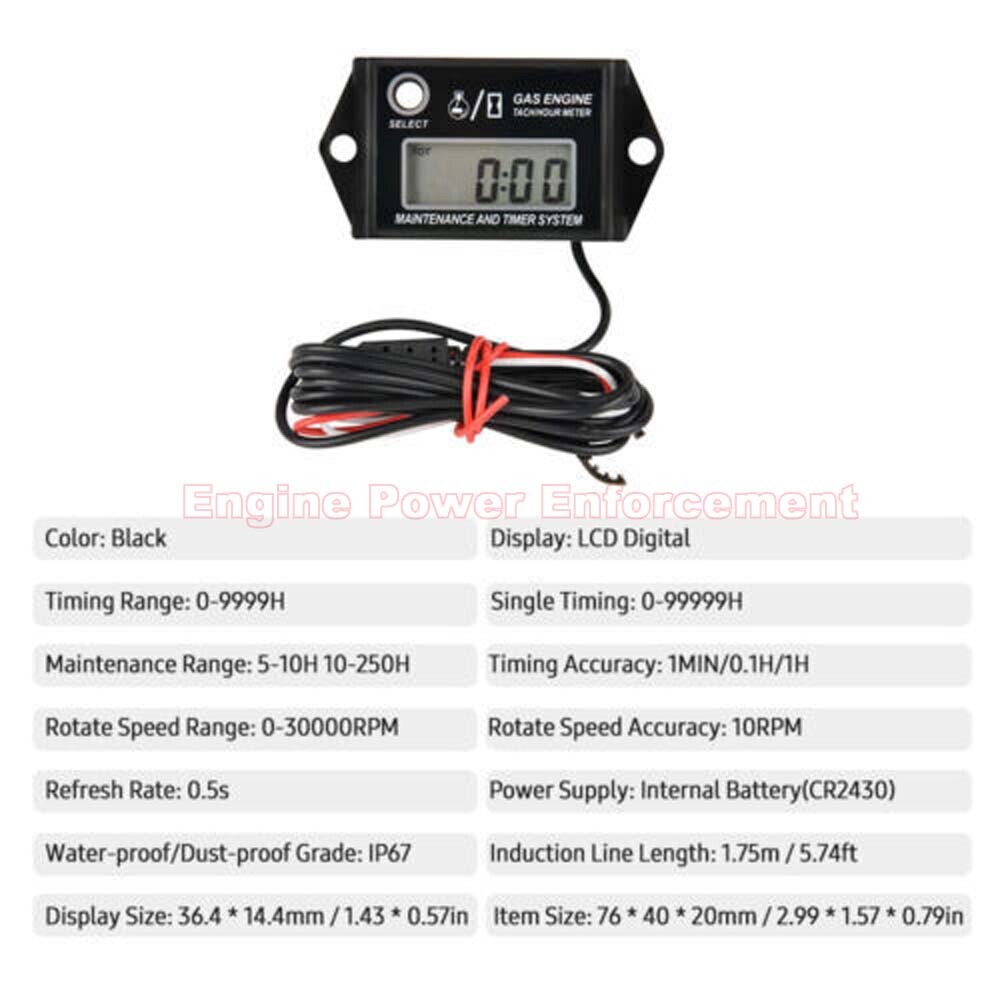 New Tiny Tach Digital Mini Hour Meter Tachometer Job Timer Adjustable Resettable
