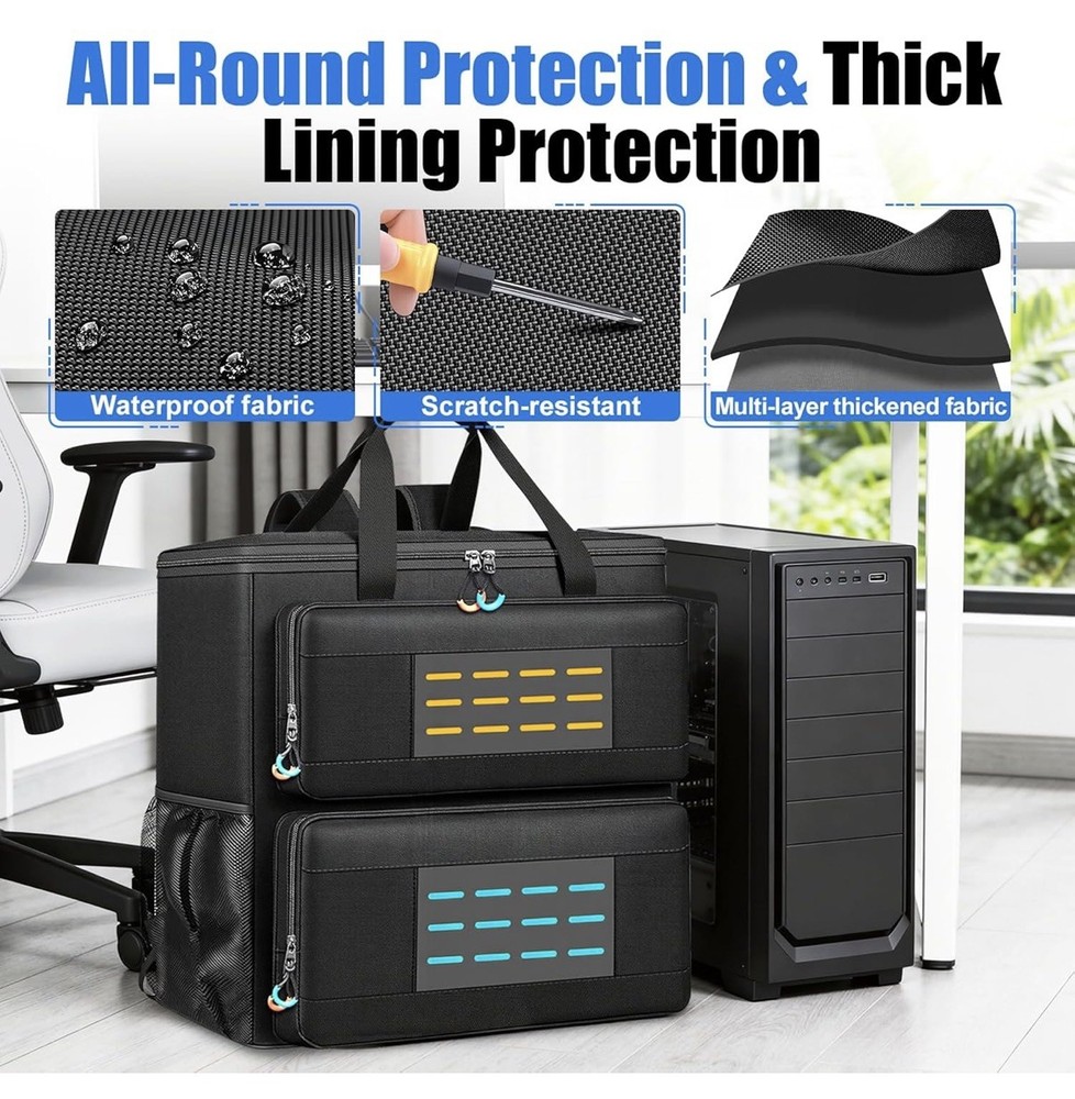 Computer Desktop Tower Large Carrying Case, PC Travel Case Backpack for ATX M...