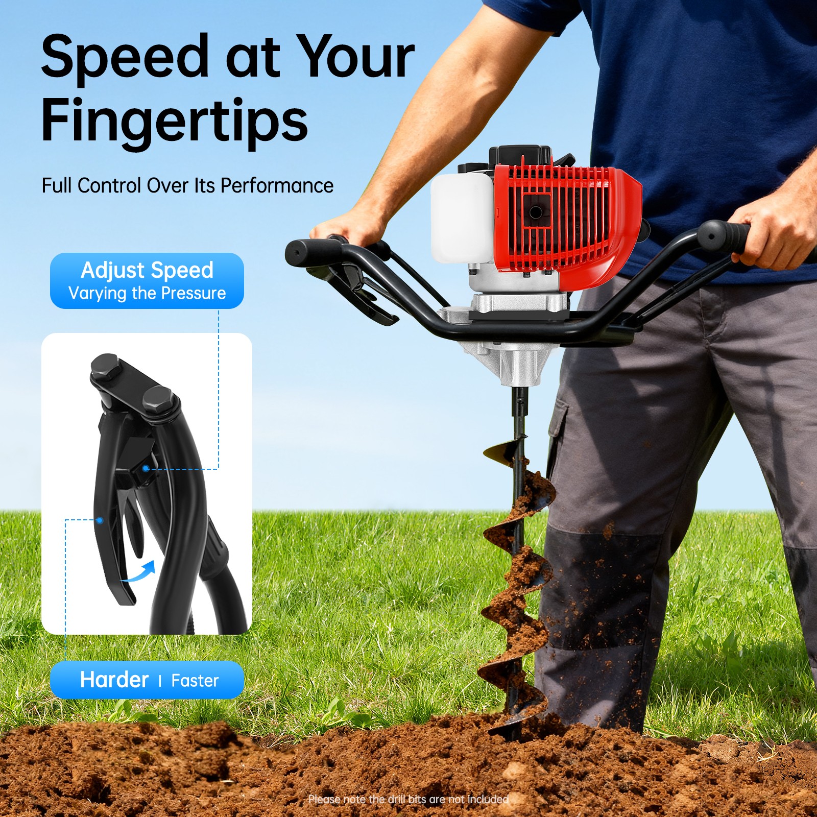 52CC Gas Powered Earth Auger Post Hole Digger Auger 2Stroke 2hp