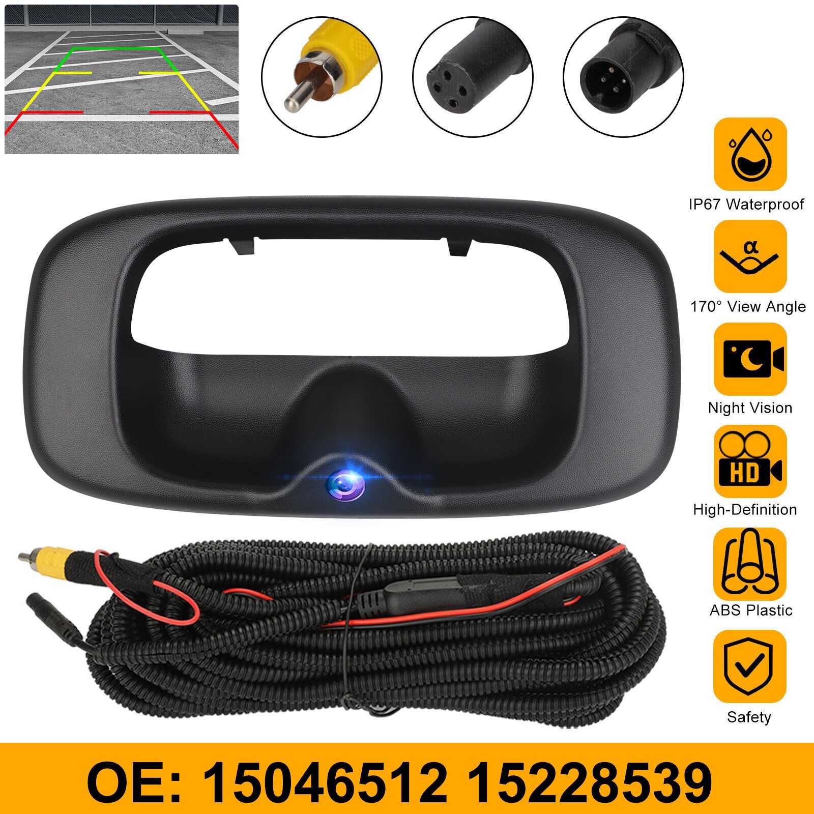 HD Tailgate Handle Backup Camera w/Wire for 2005 Chevy Silverado GMC Sierra