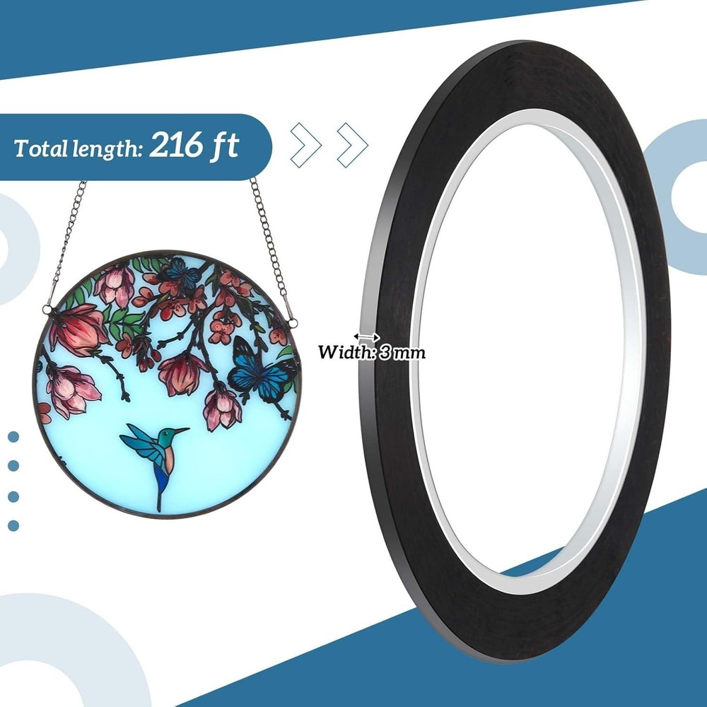 Versatile 216ft Black Thin PET Stained Glass Strips for Creative Window Designs