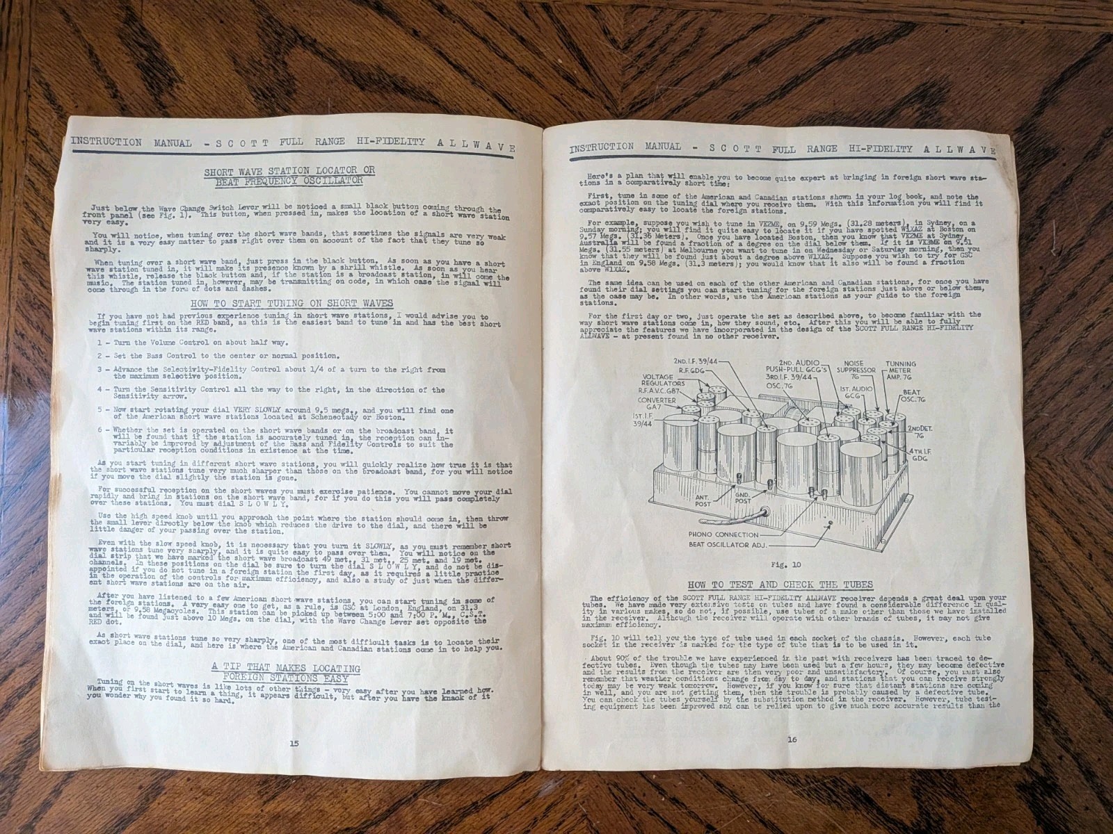 Original EH Scott Full Range High Fidelity Radio Instruction Manual