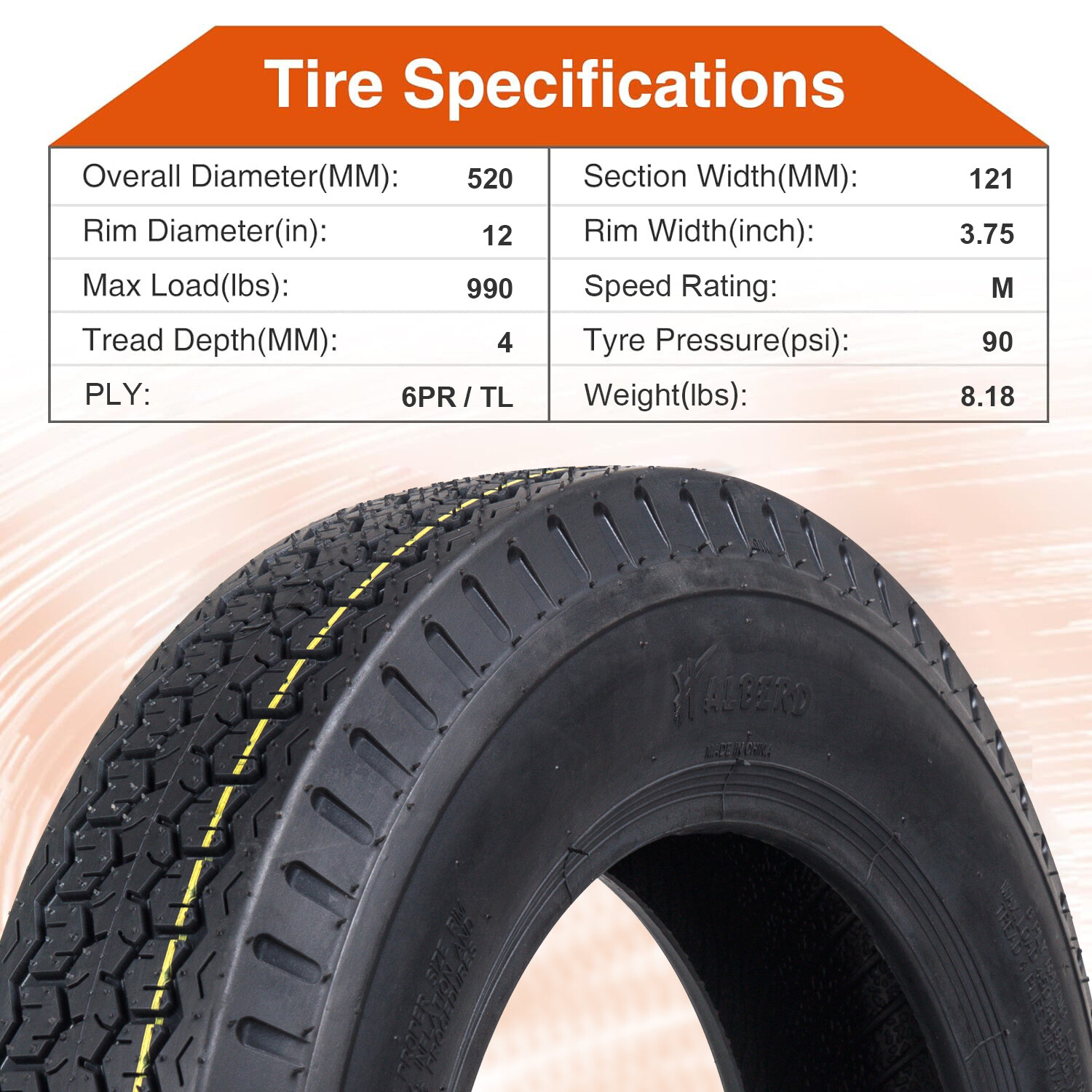 Set 2 4.80-12 Trailer Tires 6 PR 4.8-12 4.8x12 6 Ply Replacement Tire Heavy Duty