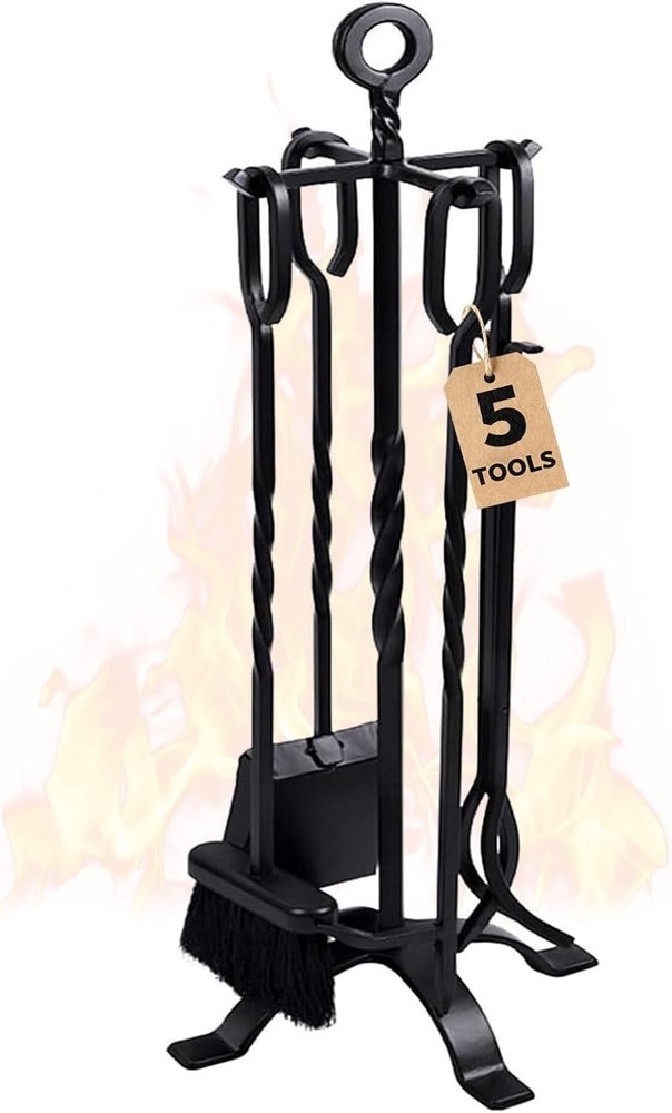 5-Piece Fireplace Accessory Set - Includes Essential Tools for Fire Management