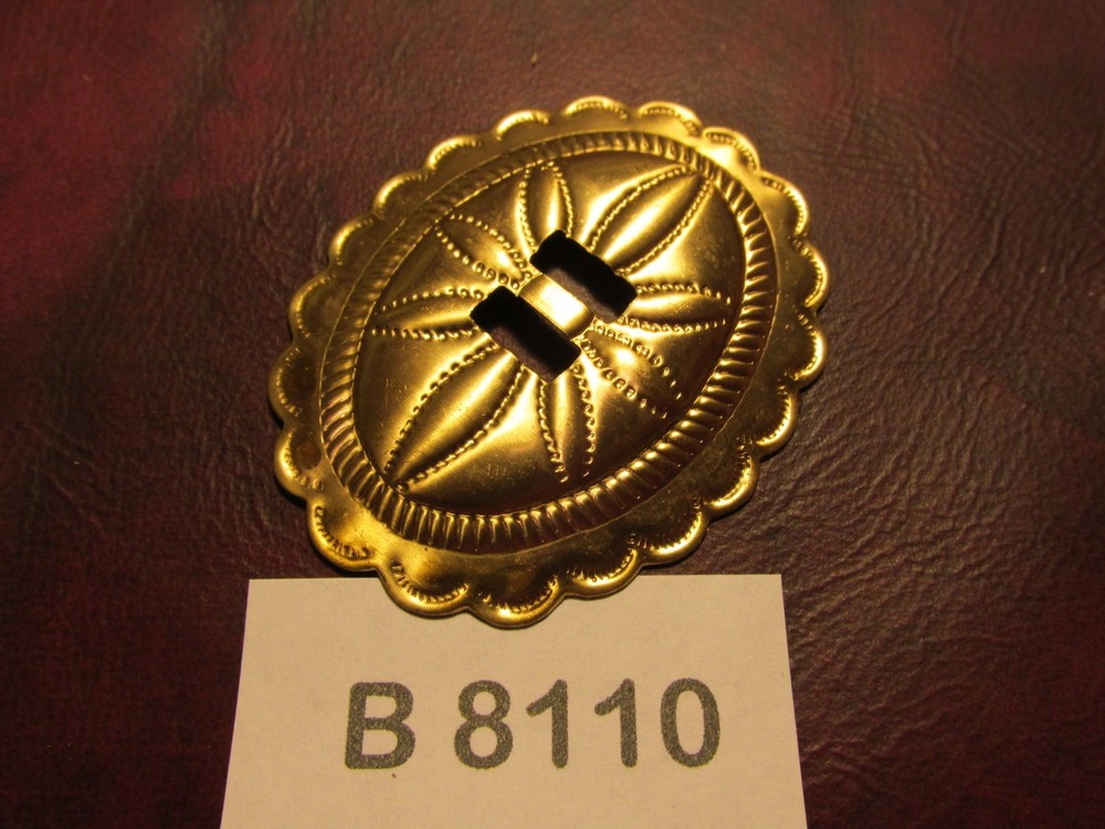 # B8110 MEDIUM OVAL CONCHO 6 pcs solid BRASS Slotted NEW ! Leather belts