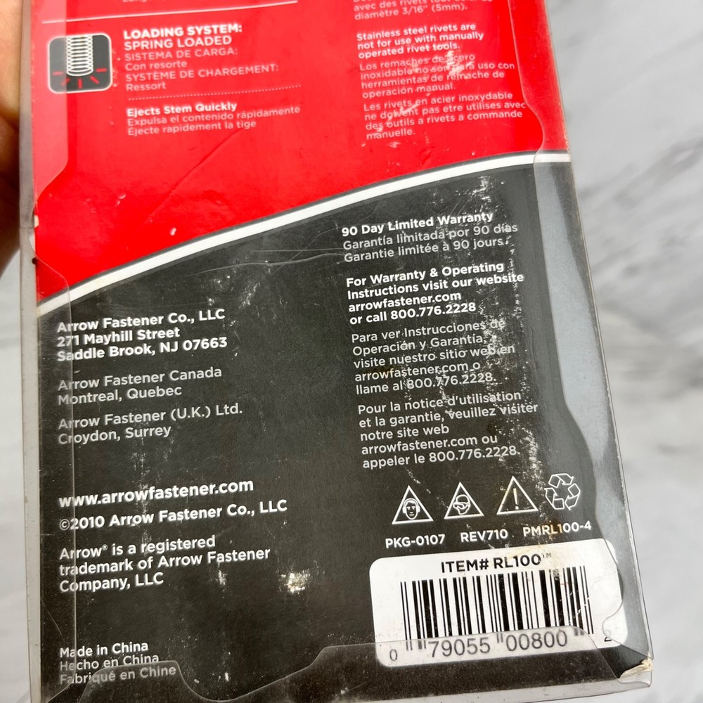 New Sealed Arrow Rivet Tool Model RL100 rl-100