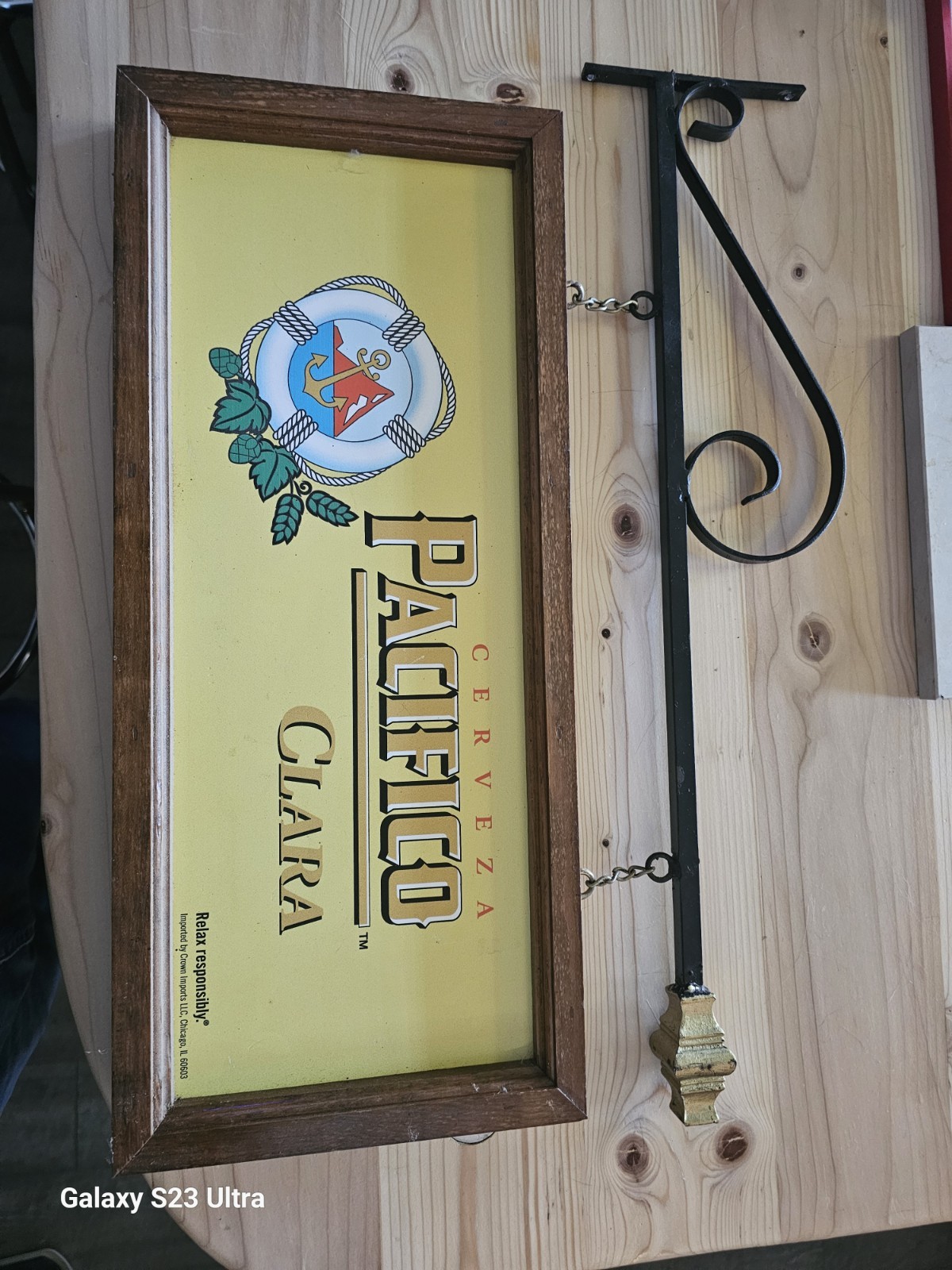 Double Sided Pacifico Cerveza Beer Sign With Hanging Bracket