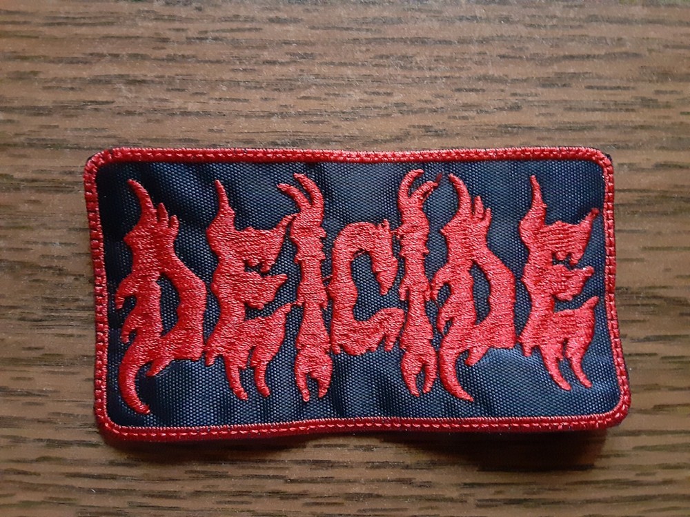 DEICIDE,SEW ON RED WITH RED EDGE EMBROIDERED PATCH