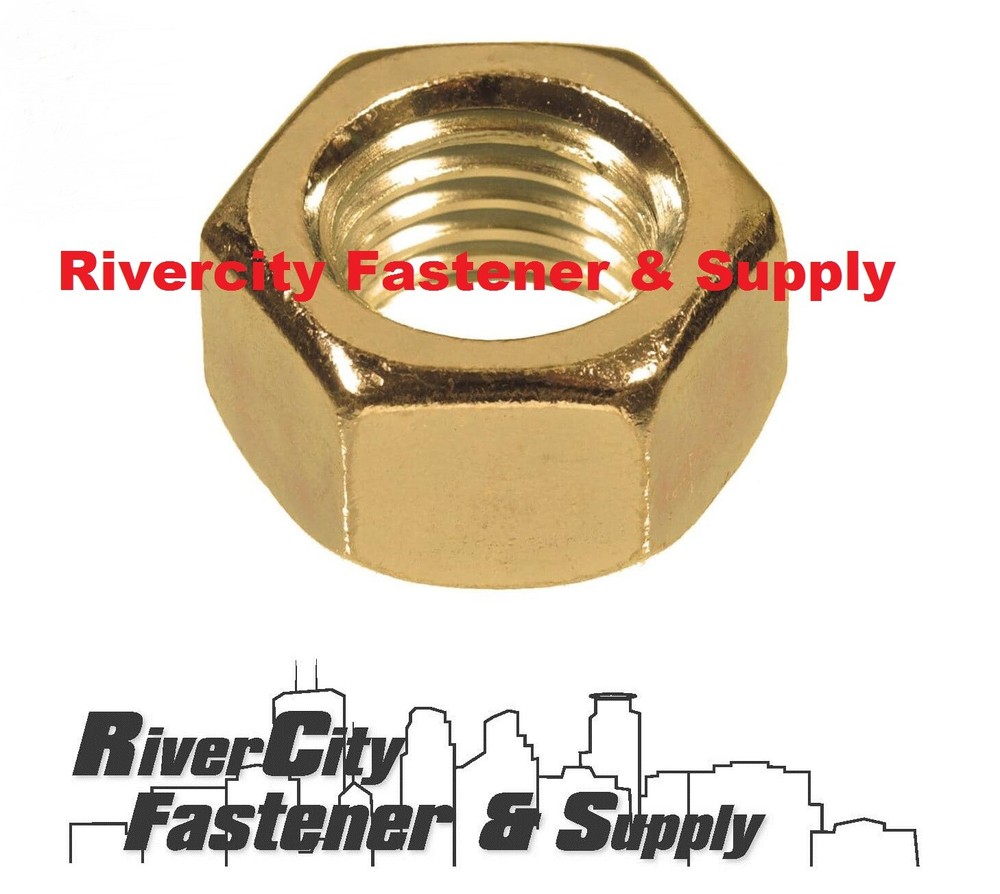 (2) 3/8-16 Brass Hex Nut 3/8 x 16 Nuts 3/8x16 Coarse Thread