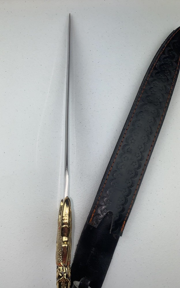 Decorative Dagger Heavy Gold Tone Handle (Needs TLC) 12” Blade