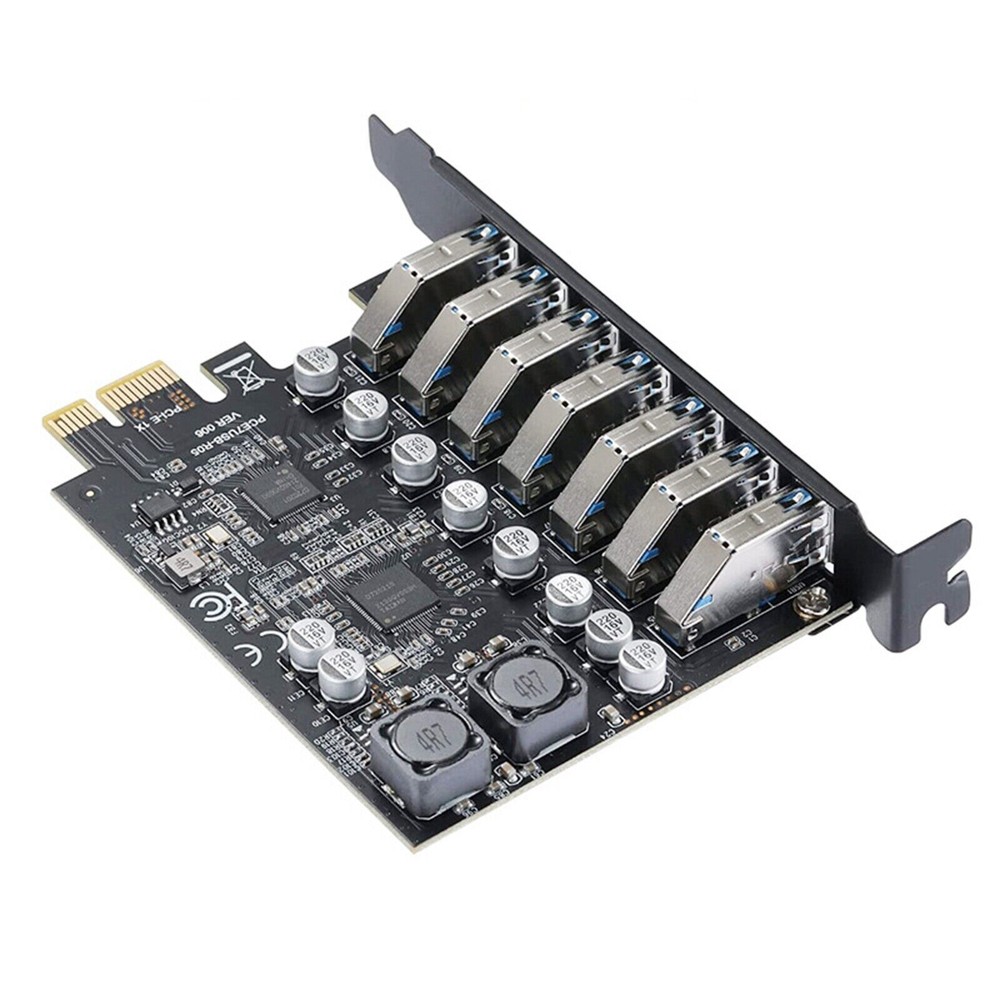 1X USB3.2 PCI-E Expansion Card Adapter 7 Ports Hub Adapter External Controller