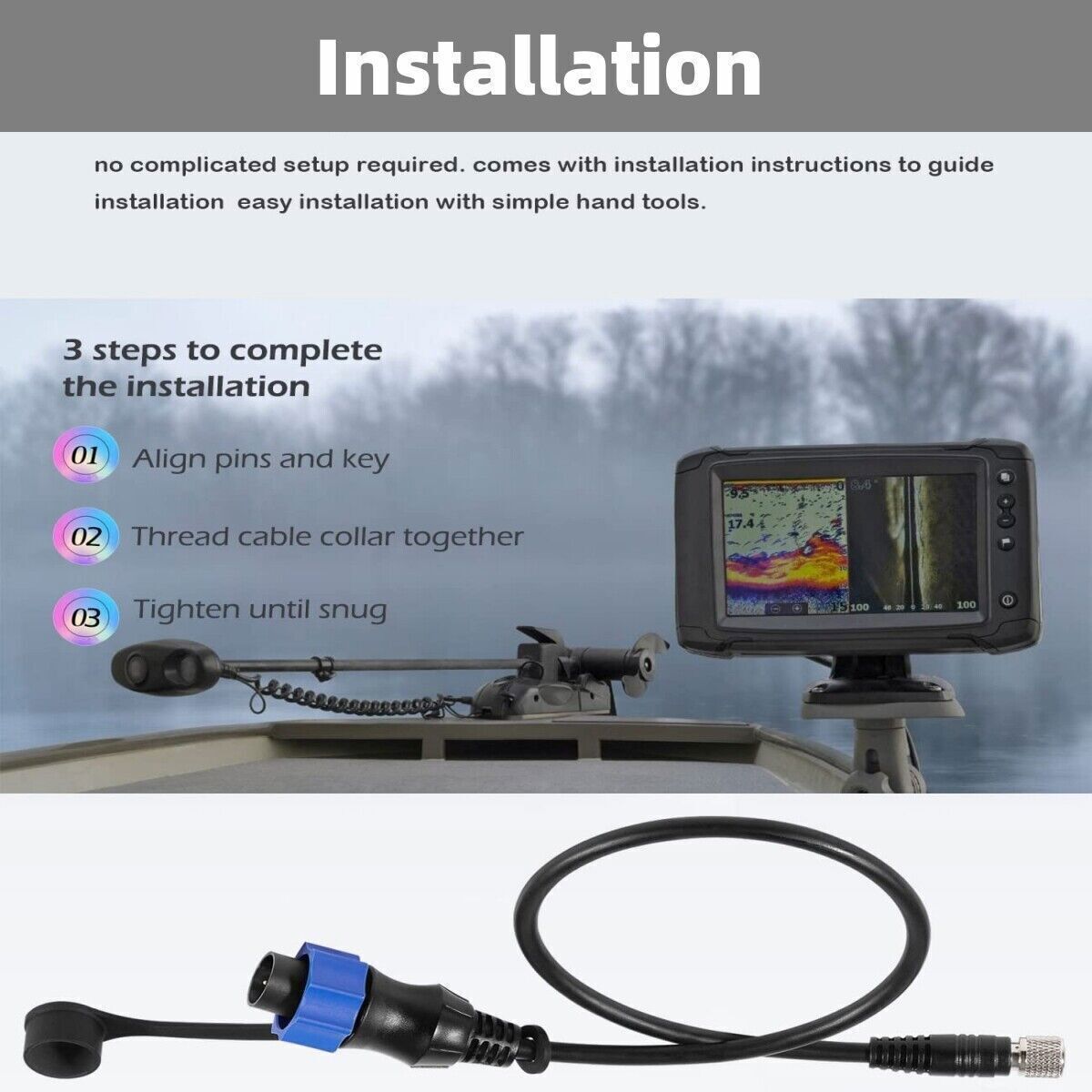 For Lowrance Fish Finder Minn Kota MKR-US2-10 Universal Sonar 2 Adapter Cable