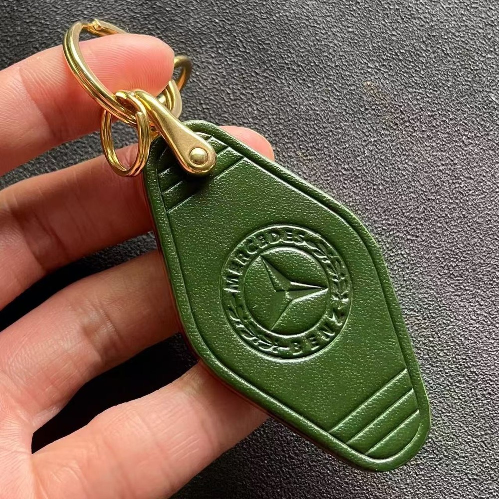 Handmade Genuine Leather Brass Keychain - Suitable for B/C/E/S Class