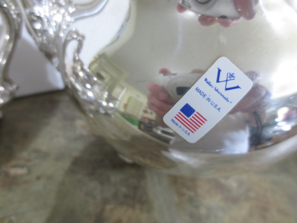 3-Pc. WALLACE Silversmiths COFFEE/TEA, CREAMER, SUGAR Polished SILVERPLATE SET