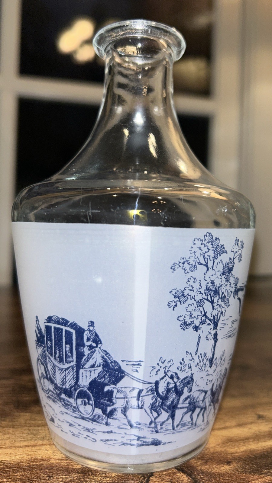 VTG VERRERIE CRISTALLERIE D'ARQUES FRANCE LIQUOR DECANTER Stagecoach River Scene