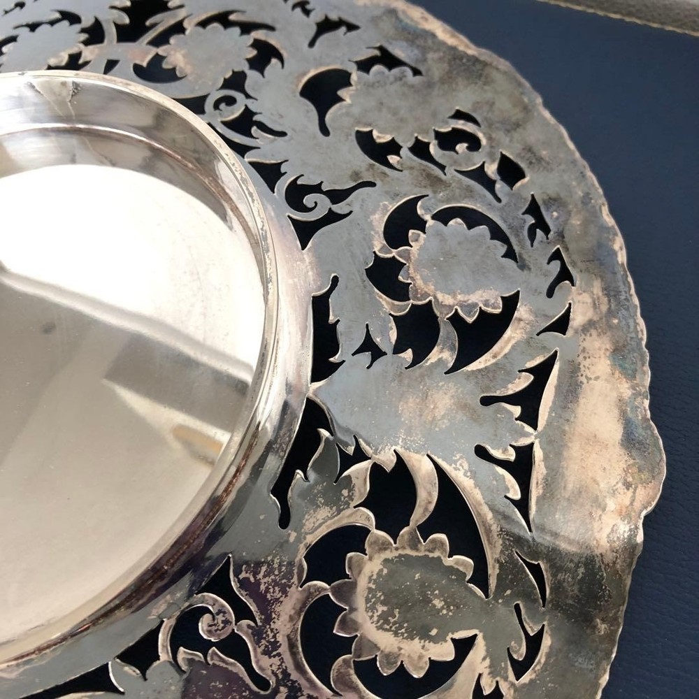 Mappin & Webb Solid Silver Pierced & Carved Comport Dish