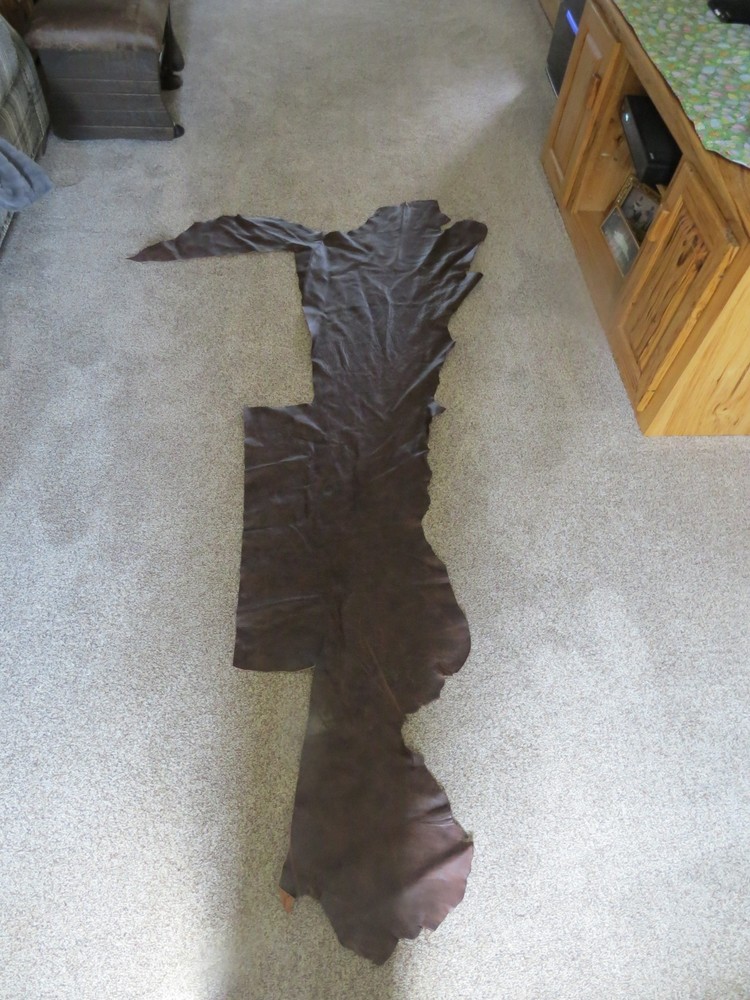 Chocolate Brown leather partial hide  Size 81"  3.5-4oz