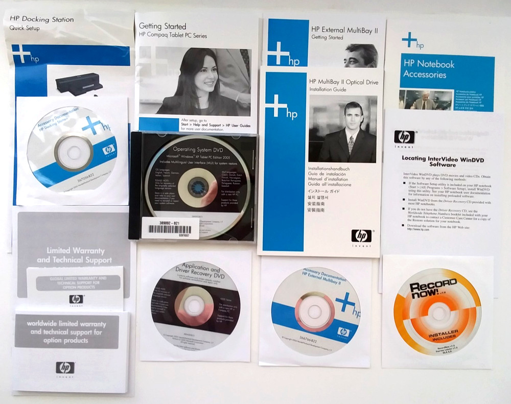 HP Microsoft Windows XP Tablet PC Ed 2005 Software DVDs Recovery Multibay WinDVD