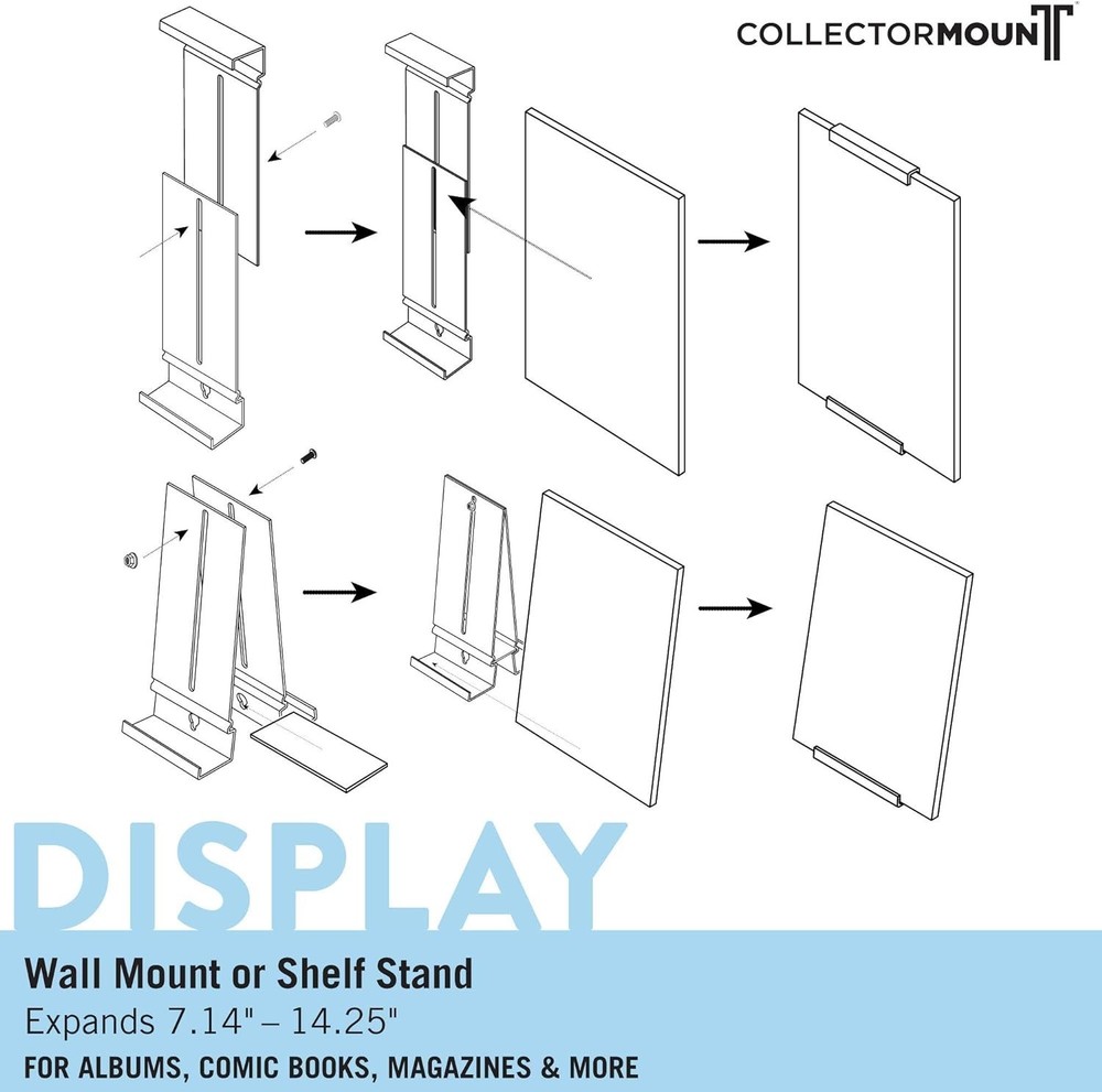Comic Mount 5 Pack, Comic Book Shelf Stand or Wall Mount Display, Invisible a...
